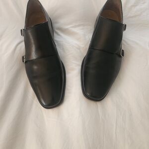 Cole Haan Black Leather Double Monk Strap Oxfords 11.5